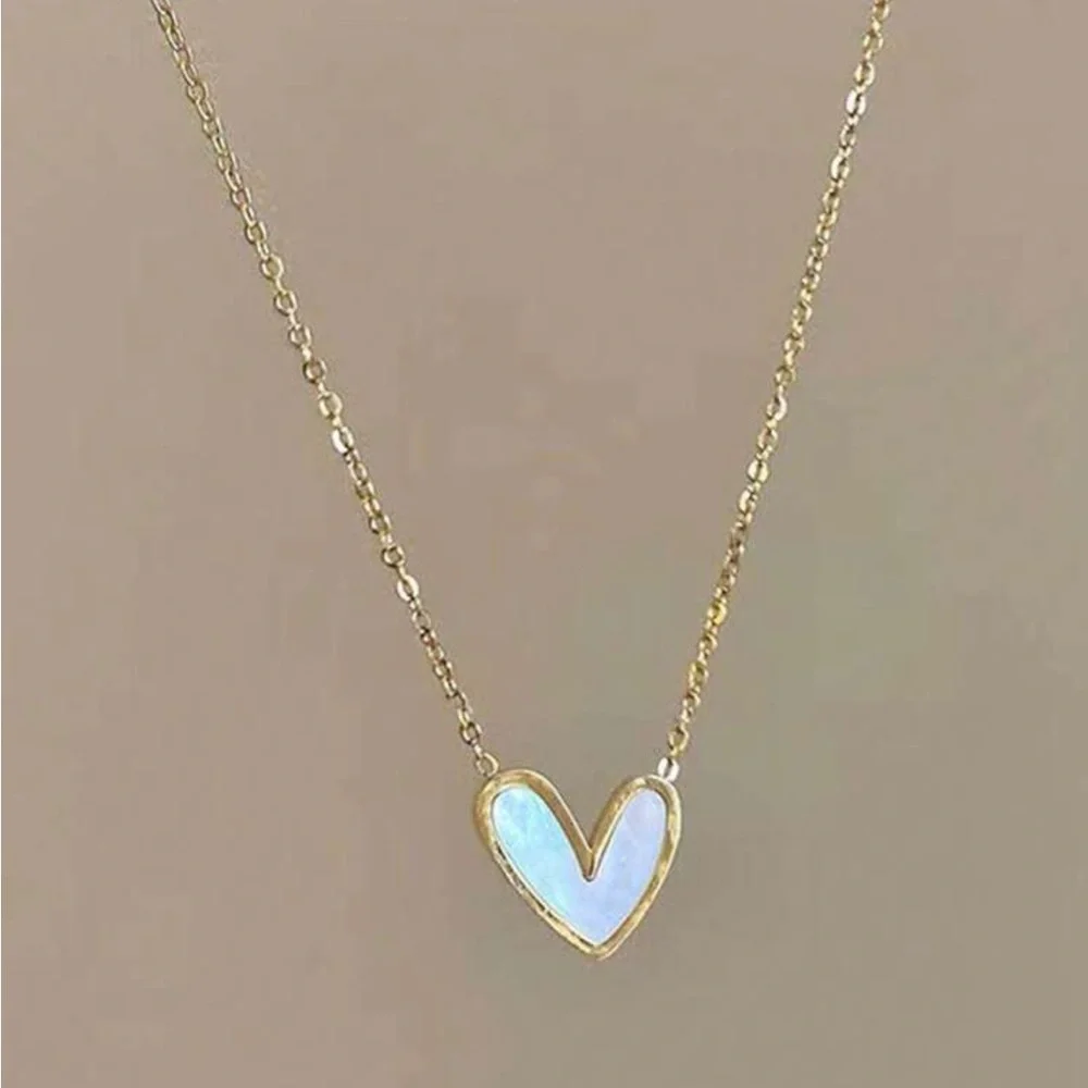 Gold Heart Pendant Necklace with Delicate Chain